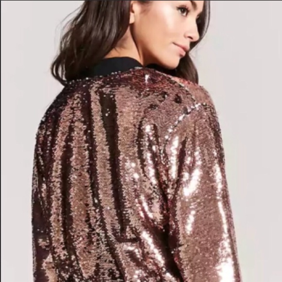 Jackets & Blazers - Rose gold sequin bomber